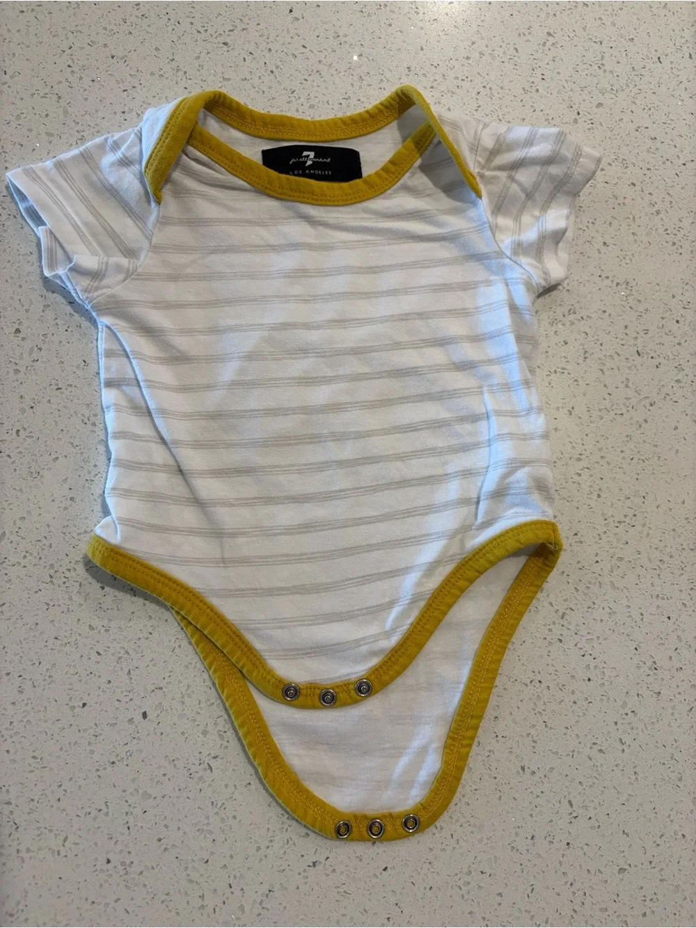 Striped White & Mustard Baby One-Piece Set with Quilted Yellow Hoodie 3-6 Months